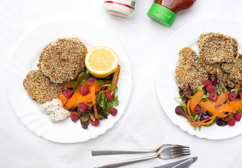 Blumenkohl Schnitzel mit krosser Amaranthpanade