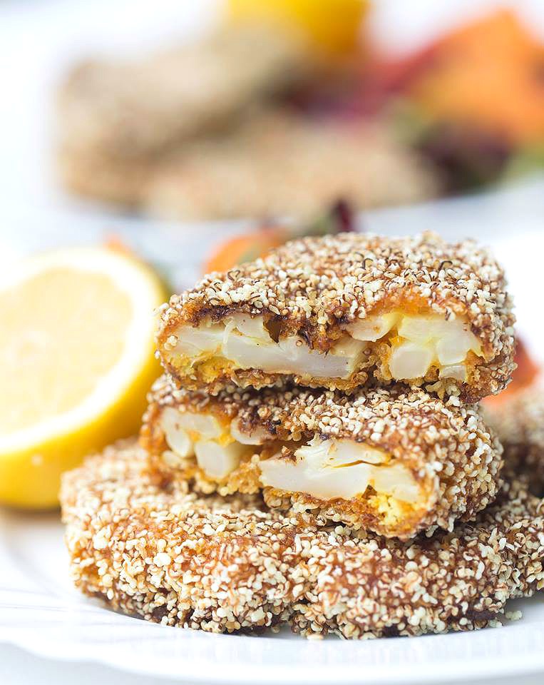 Blumenkohl Schnitzel mit krosser Amaranthpanade