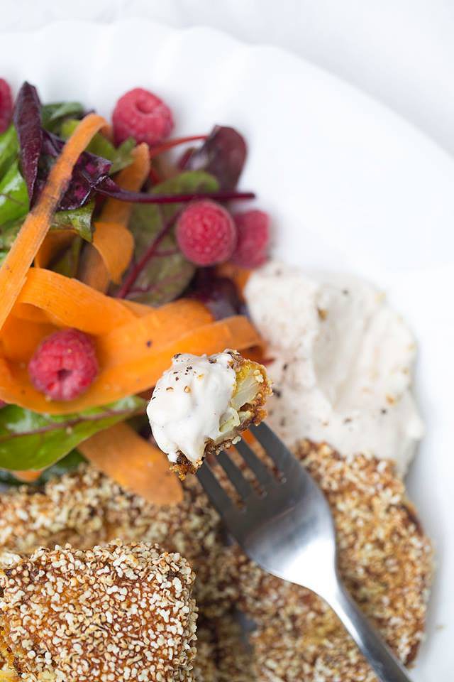 Blumenkohl Schnitzel mit krosser Amaranthpanade